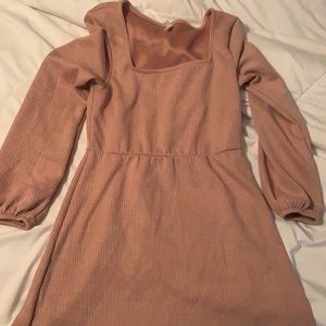 Baby pink skater skirt peasant sleeve dress